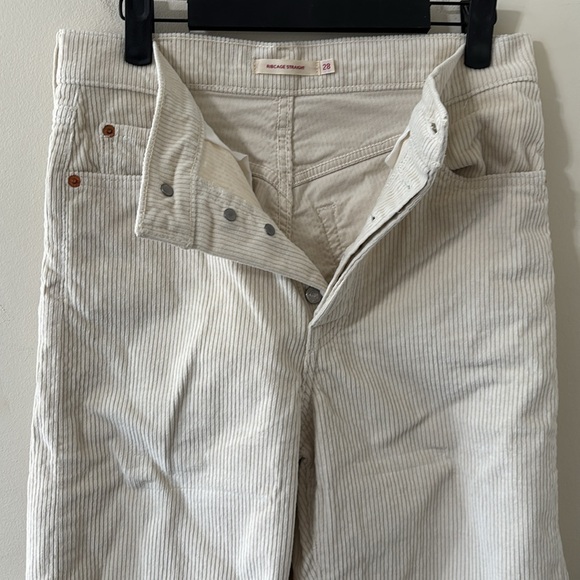 Levi’s Ribcage Straight Ankle High Rise Corduroy Pant Cream Size 28 - Picture 5 of 12